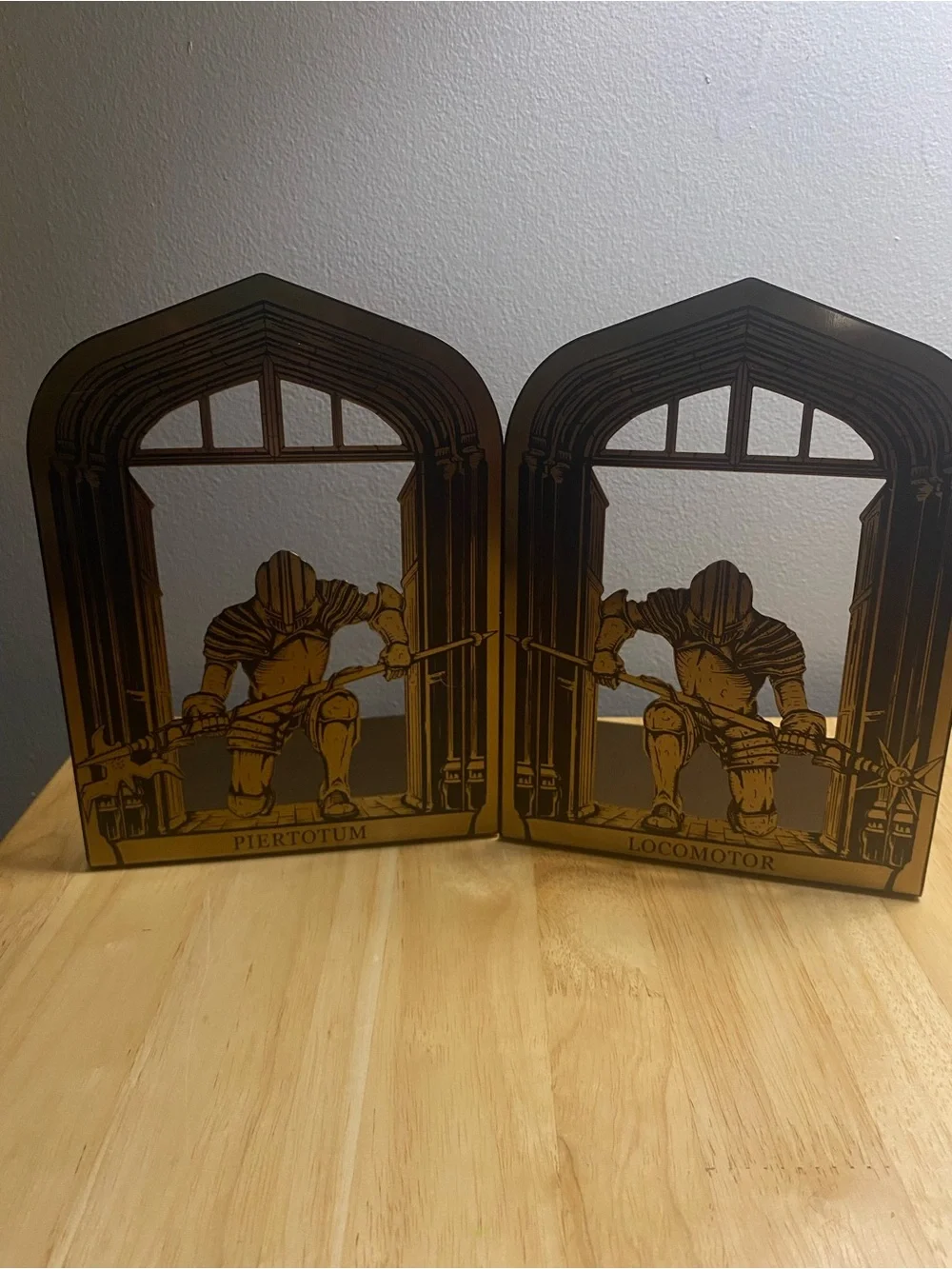 Harry Potter Metal Copper colored bookends, Locomotor and Piertotum